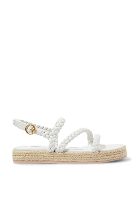 Flatform Braided Strappy Sandal In Nappa:Cream:37